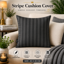 (Pack of 2, Charcoal) 40x40cm Striped Microfiber Cushion Covers | Extra Large Throw Pillow Covers for Sofa & Bed