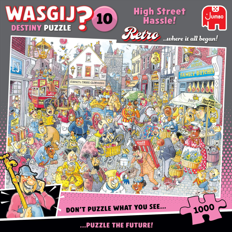 Wasgij Retro Destiny 10, High Street Hassle! - 1000 Piece Adults Jigsaw Puzzles - Challenging, Brainteasing 1000Pc Adult Puzzle - 100% Recycled Cardbo