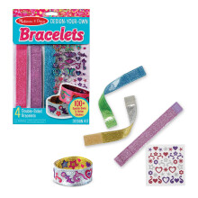 Melissa & Doug Design-Your-Own Bracelets with 100+ Sparkle Gem and Glitter Stickers Kids Snap Bracelets, Kids Stickers, Jewellery Crafts for Ages 4+