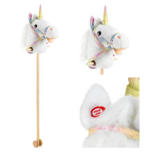 Toyfiric Hobby Horse Unicorn Toy for Kids with Sound Grip Handles White