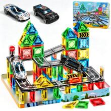 iKidiki 58 PCS Mini Travel Magnetic Tiles Set, 3 4 5 6 Year Old Boy Girl Gifts, Plane Activities for Kids