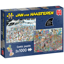 Jan Van Haasteren 2 in 1 Puzzle - Large 1000Pc Jigsaw Puzzles - Give us some Space & All Dressed Up - 1000 Piece Adults Puzzle - 100% Recycled Cardbo