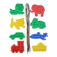 Fine Motor Skills Toys 8 Animal Transport Threading Toys Lacing Cards 3+