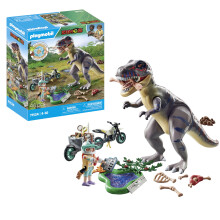 Playmobil 71524 Dinos: T-Rex Trace Path, thrilling search for the Tyrannosaurus Rex, with motorcycle, camera, and real dino bones, sustainable play s