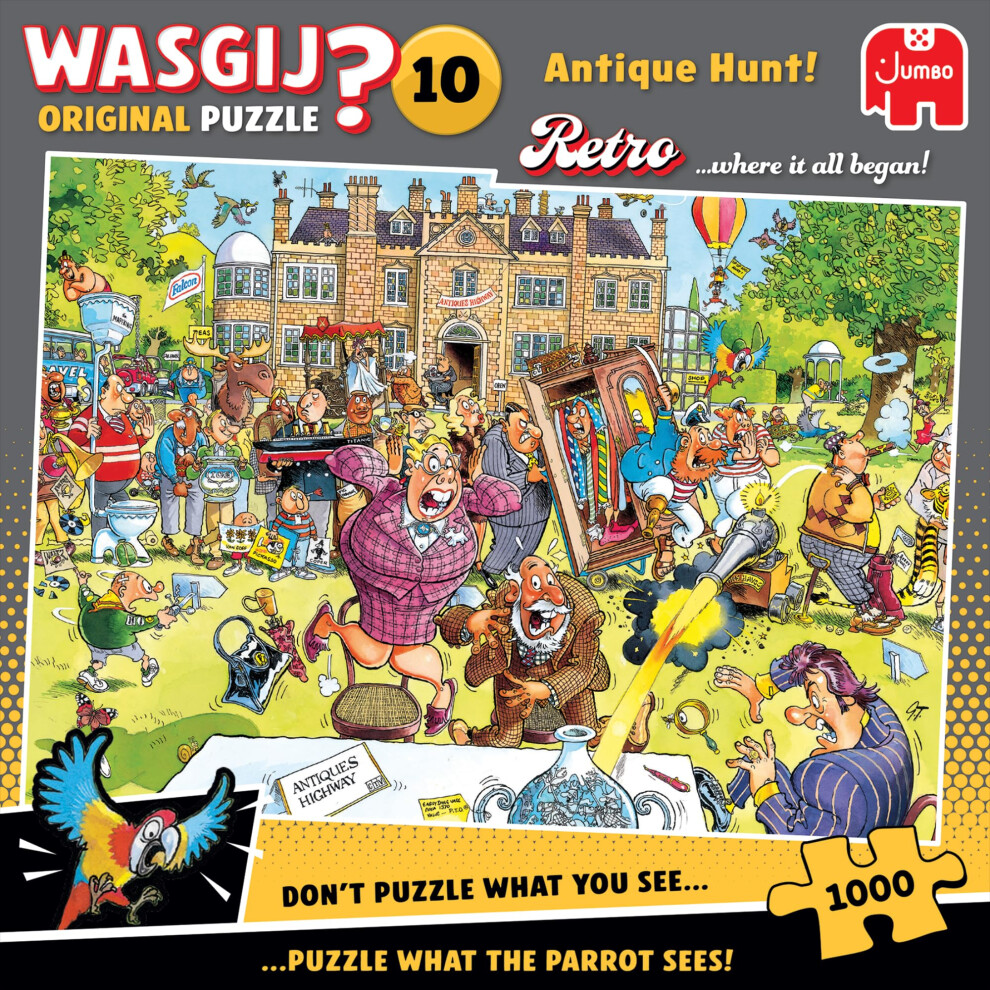 Wasgij Retro Original 10, Antique Hunt! - 1000 Piece Adults Jigsaw Puzzles - Challenging, Brainteasing 1000Pc Adult Puzzle - 100% Recycled Cardboard J