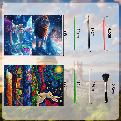Scratch Art for Adults and Kids - 8-Piece Luminous Rainbow Scratch Notes Kit with Scratching Tools 1