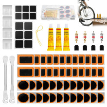 AONAT 79 PCS Bike Tyre Puncture Repair Kit with 48 PCS Self-Adhesive Patches, Glue, Tyre Levers, Portable Storage Case for Road, Mountain, Commuter B