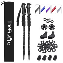TheFitLife Hiking Walking Trekking Poles - 2 Pack With Antishock And Quick Lock System, Telescopic, Collapsible, Ultralight For Hiking, Camping, Moun