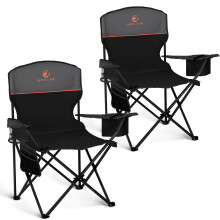 ALPHA CAMP Set of 2 Folding Camping Chairs, Camping Chair for Adults, Black