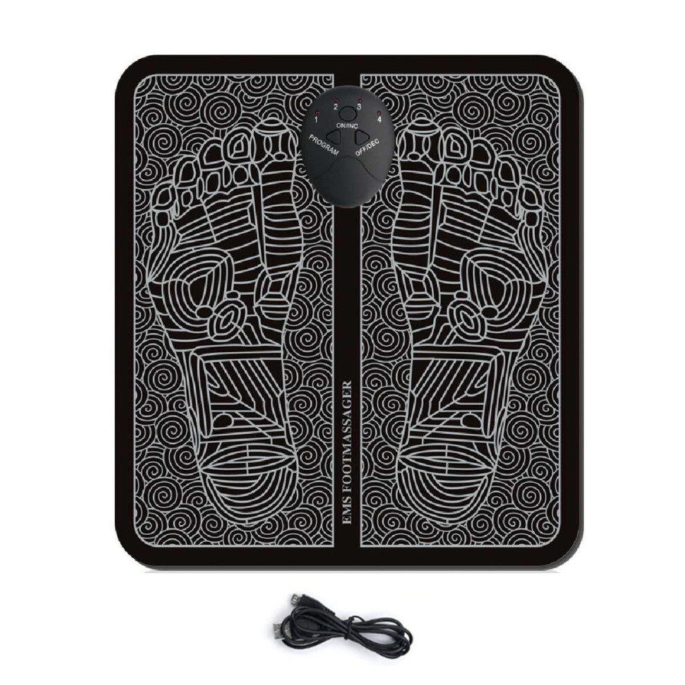 (G) EMS Pulse Foot Massage Mat, Foot Therapy Machine, USB Wireless Remote Mini Massager