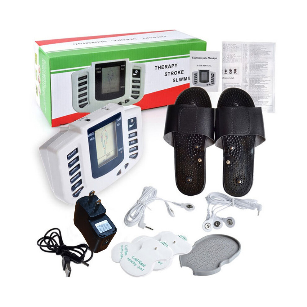 (US Standard) Digital Meridian Massager & Foot Therapy Shoes Electro Acupuncture Electrotherapy Kit