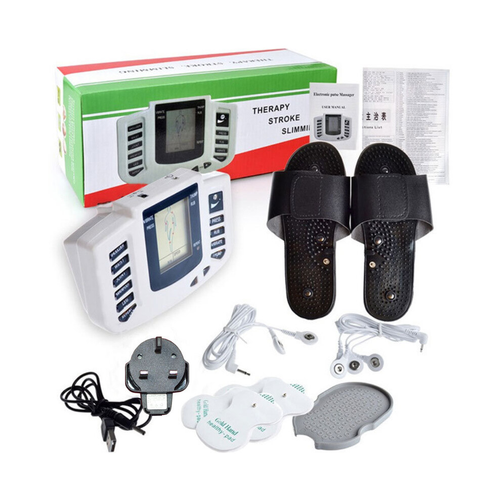 (UK Standard) Digital Meridian Massager & Foot Therapy Shoes Electro Acupuncture Electrotherapy Kit
