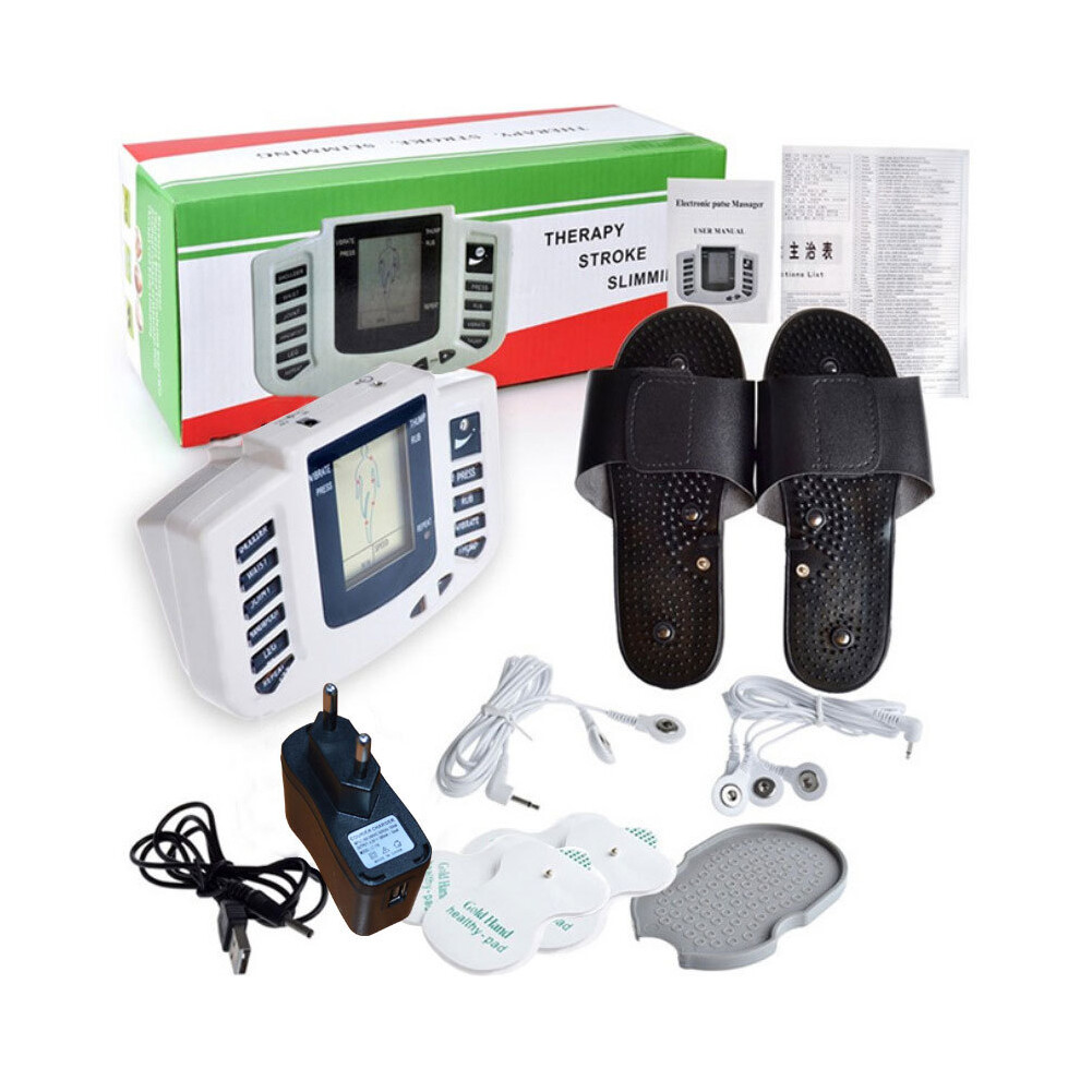 (EU Standard) Digital Meridian Massager & Foot Therapy Shoes Electro Acupuncture Electrotherapy Kit