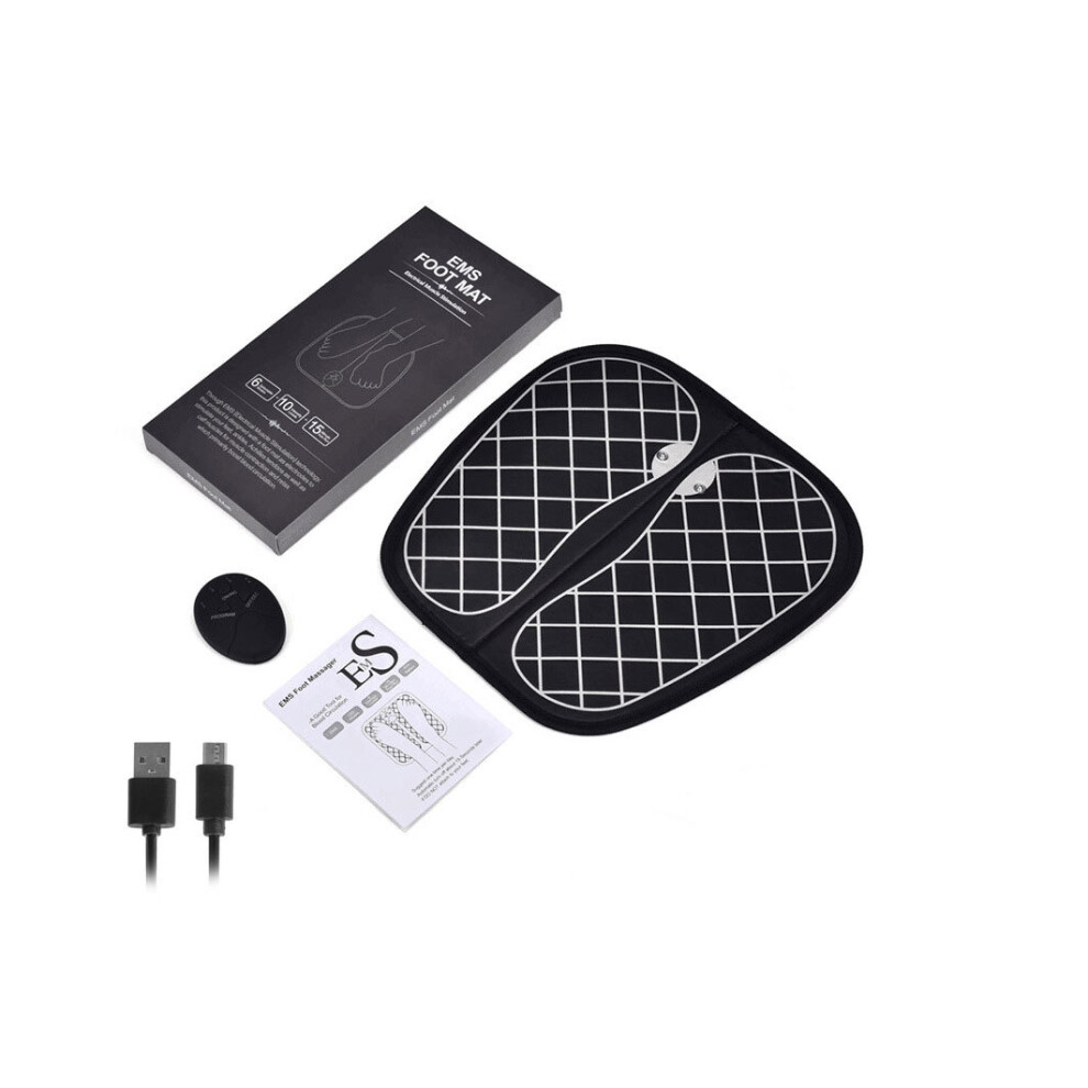(E) EMS Pulse Foot Massage Mat, Foot Therapy Machine, USB Wireless Remote Mini Massager