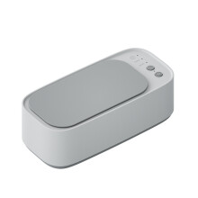 (Gray and White) Nettoyeur ultrasonique portable multifonctionnel pour lunettes, montres, bijoux, lentilles de contact, machine de nettoyage ménager