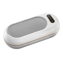 (White) Nettoyeur de lunettes à ultrasons, lave-bijoux et bacs dentaires à domicile, kit de nettoyage de lunettes portable