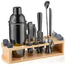 (B) Stainless Steel 3-Piece European Cocktail Shaker Set with Mixing Stick & Cup