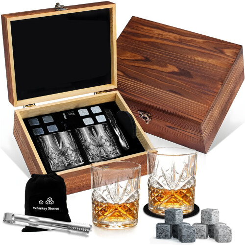 (B) Whiskypresentset Naturlig isvinsten Glasmugg Trälåda