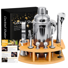(B) Stainless Steel Professional Cocktail Shaker Set Full Bar Tools for Cocktail & Milk Tea Shop