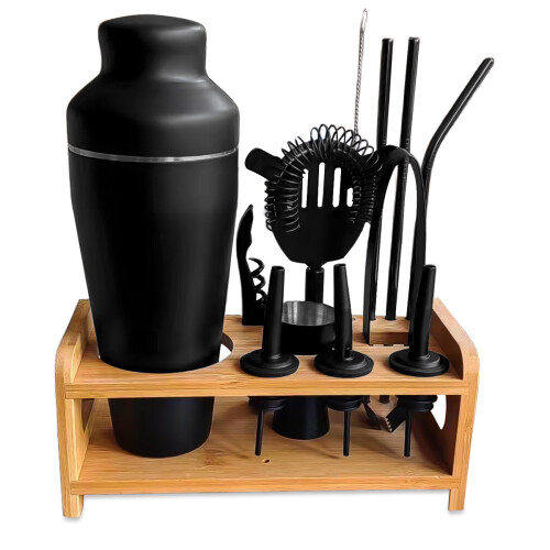 (E) Stainless Steel 8-Piece Cocktail Shaker Set – Complete Bar Tools for Hand Shaking