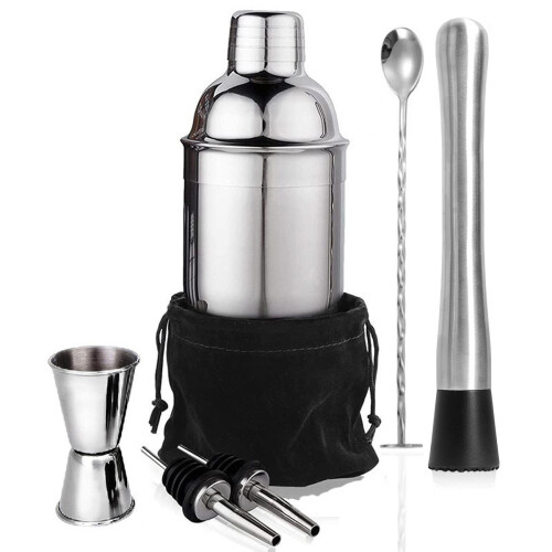 (A) Professional Stainless Steel Boston Cocktail Shaker Set Complete Bar Bartender Kit