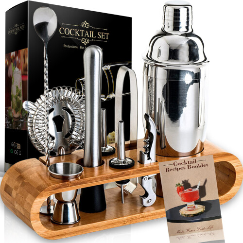 (B) Stainless Steel Cocktail Shaker Set Bar Tools Bartender Kit
