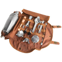 (B) Professional Bartender Canvas Tool Bag Shockproof Crossbody Portable Single Shoulder Barware Storage Kit