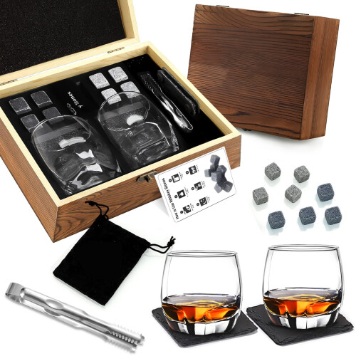 (A) Whiskypresentset Naturlig isvinsten Glasmugg Trälåda