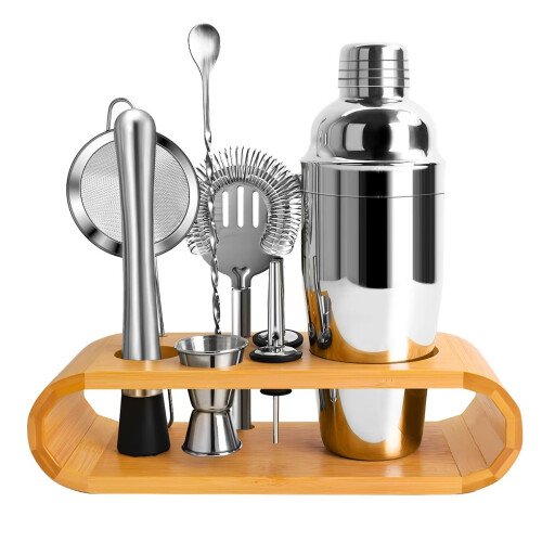 (L) Stainless Steel Cocktail Shaker Set Premium Bar Bartending Tool Kit