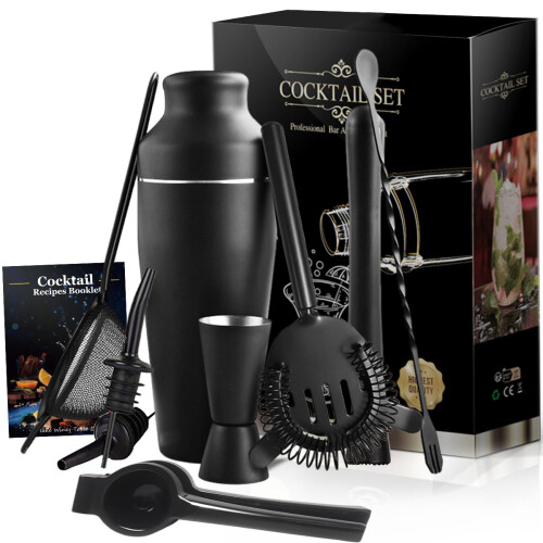 (D) Stainless Steel 8-Piece Cocktail Shaker Set – Complete Bar Tools for Hand Shaking