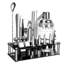 (M) Acrylic Bar Shaker Set 23Pcs Stainless Steel Ice Stone Cocktail Bartender Tools