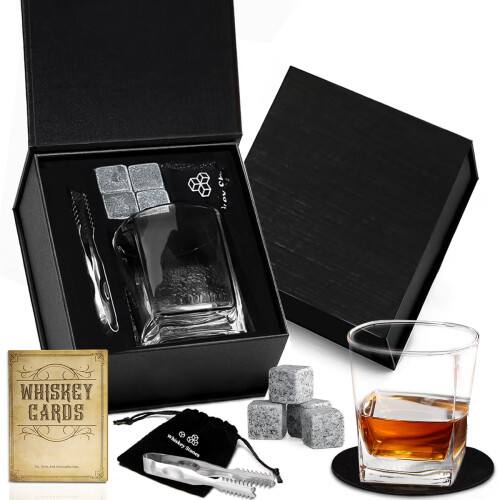 (B) Whiskystensglasset i presentask av trä – Bartillbehörsset för en kopp