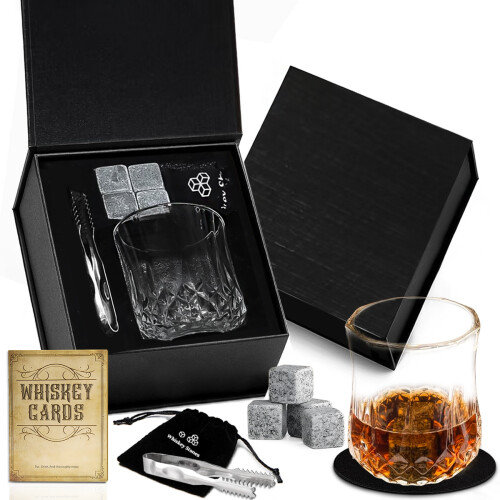 (D) Whiskystensglasset i presentask av trä – Bartillbehörsset för en kopp
