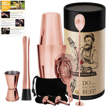 (C) Professionellt Boston Cocktail Shaker Set i rostfritt stål, komplett bartenderkit