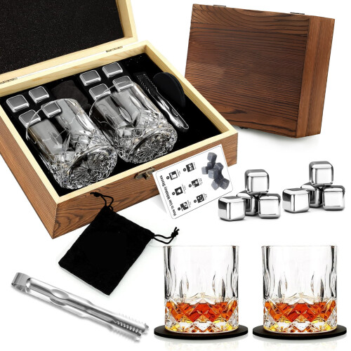 (I) Whiskypresentset Naturlig isvinsten Glasmugg Trälåda