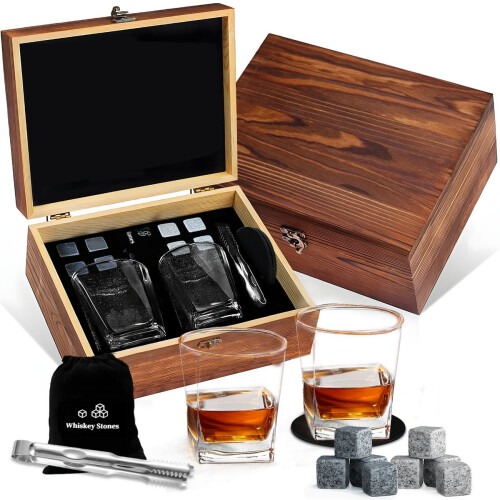 (C) Whiskypresentset Naturlig isvinsten Glasmugg Trälåda