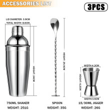 (I) Premium Stainless Steel Cocktail Shaker Set – Complete Bar Home Mixing Kit with Shaker Cup & Tools