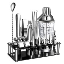 (G) Acrylic Bar Shaker Set 23Pcs Stainless Steel Ice Stone Cocktail Bartender Tools