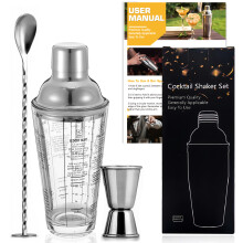 (A) Cocktailset i rostfritt stål för mjölkte, kraftigt 3-delat citronte-shakerverktyg