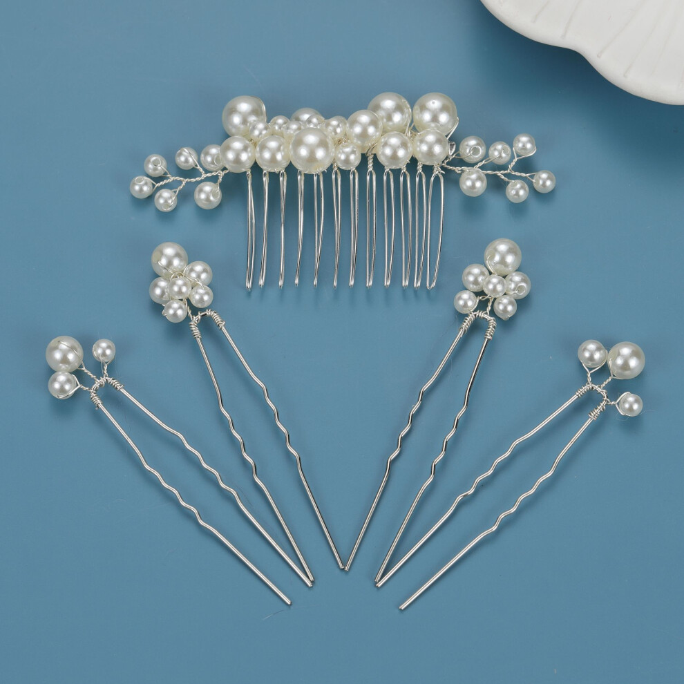(Set2) Vintage Baroque Pearl Hair Fork Set Bride Hairpin Comb European Wedding Headpiece Accessories