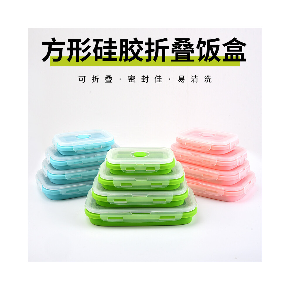 (Pink, 5 inch) Outdoor Foldable Square Silicone Lunch Box Fresh-Keeping Sealed Bento Microwave Container-image-OPC-PVMKVSN-NEW