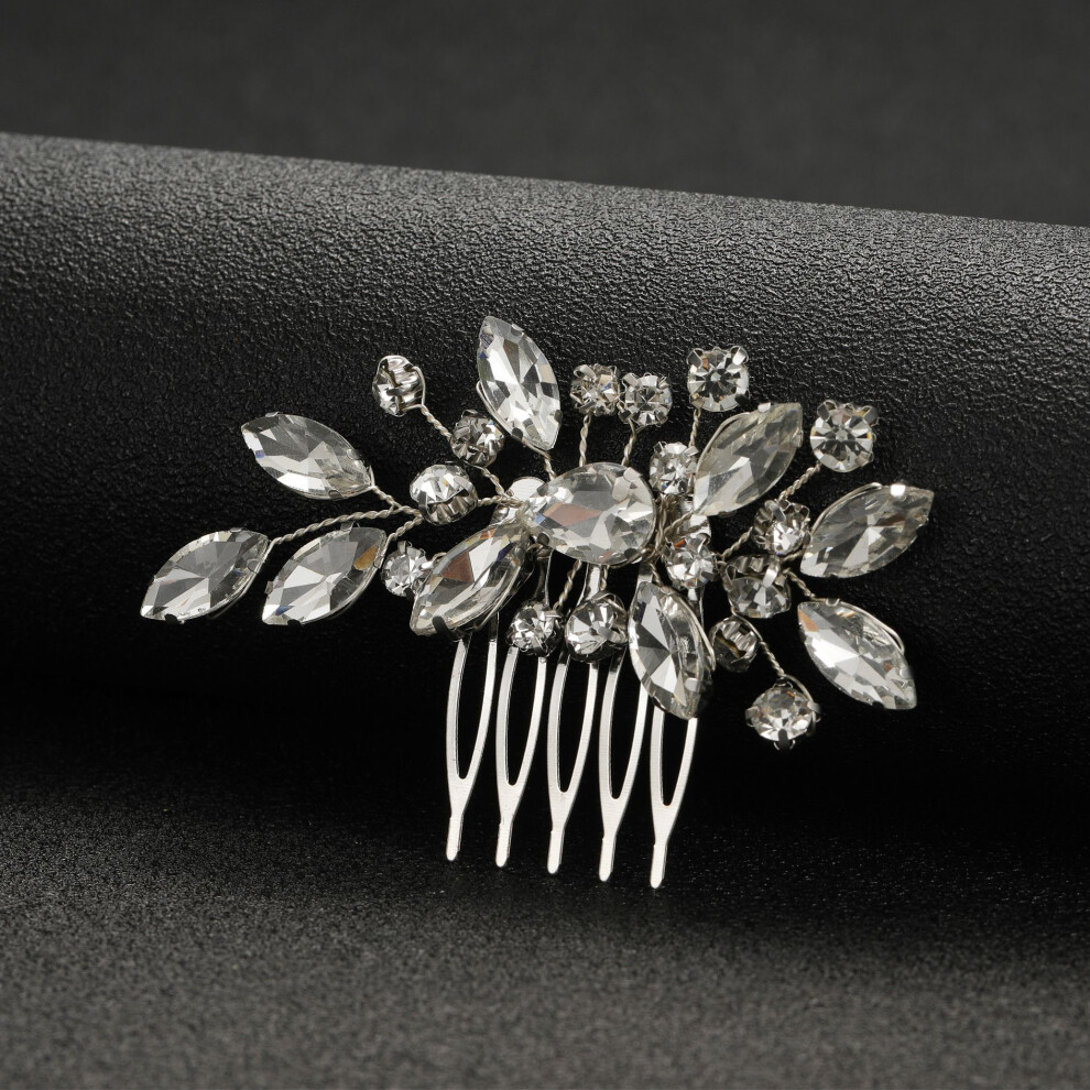 (Silver) Bridal Handmade Side Hair Comb Wedding Headwear Ornament Accessory