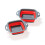 (Red square) Square & Round Foldable Silicone Draining Basket Set, Telescopic Plastic Vegetable Washing Basket 2pcs 1