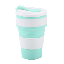 (Nordic Green) Gobelet de voyage pliable en silicone – Gobelet portable pratique pour l'extérieur, tasse à café esthétique FCM pour le camping