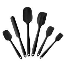 (Black) Baking Tool 6-Piece Set Kitchen Silicone T-Spatula Household Integrated Silicone Scraper Silicone BBQ Oil Brush