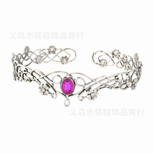 (Antique Silver Rose Red Diamond) Korona Króla Elfów Nocnych z Pustej Winorośli Regulowana Ozdoba do Włosów COS Królowa Klejnotów