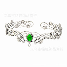 (Antique Silver Light Green Diamond) Korona Króla Elfów Nocnych z Pustej Winorośli Regulowana Ozdoba do Włosów COS Królowa Klejnotów