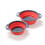 (Red round) Square & Round Foldable Silicone Draining Basket Set, Telescopic Plastic Vegetable Washing Basket 2pcs 1