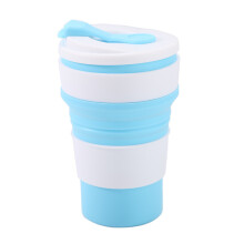 (Nordic Blue) Gobelet de voyage pliable en silicone – Gobelet portable pratique pour l'extérieur, tasse à café esthétique FCM pour le camping