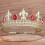 (Silver Red) Retro Baroque Crown with Gold Gun Tip & Diamond Round Design, Movable Back 1